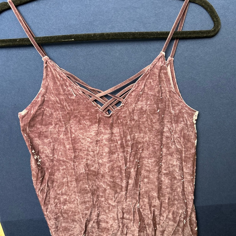 American Eagle Women's Purple Crushed‎ Velvet Tank Top Small